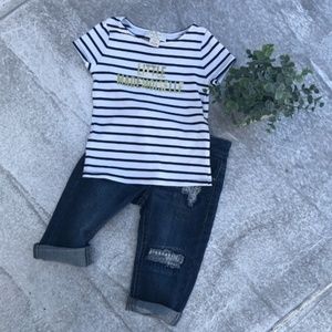 Kate Spade White & Blue Striped T-shirt